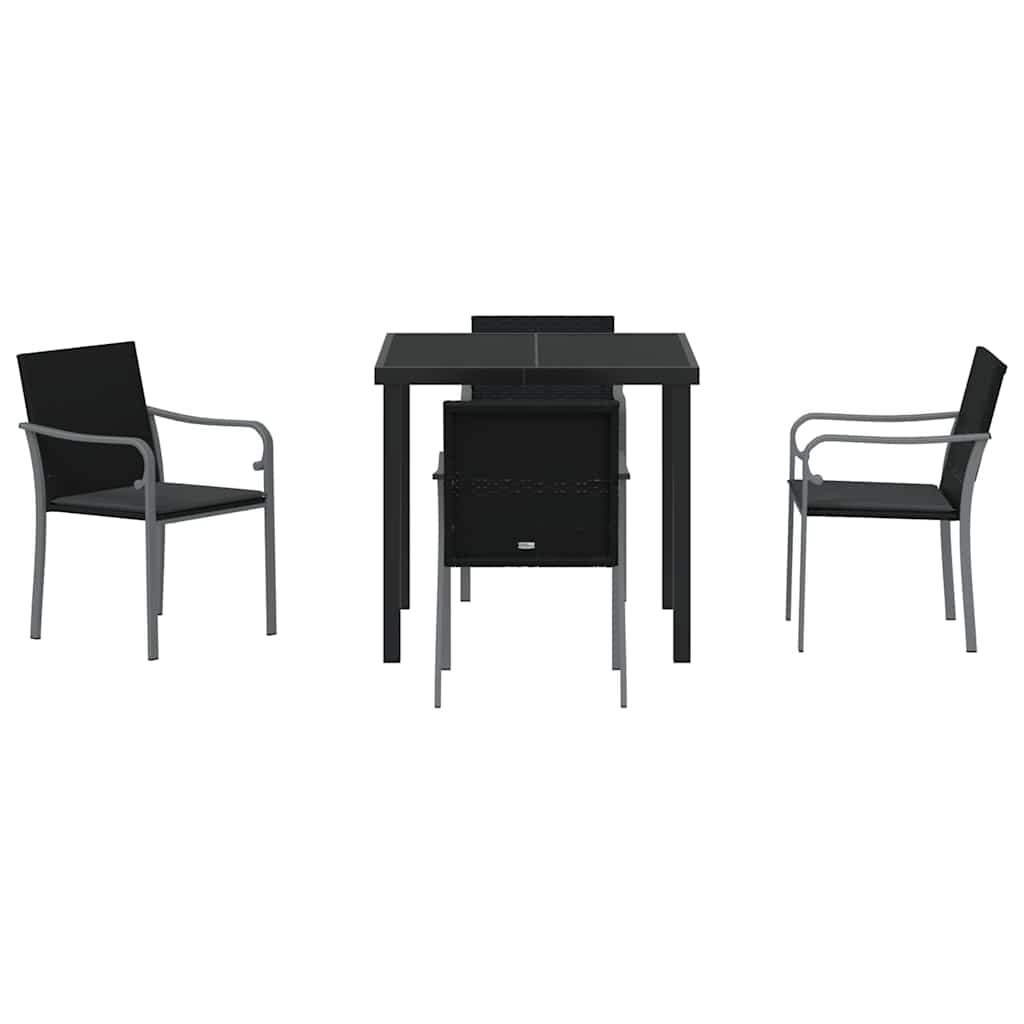 Kert étkező szett 5 pcs Fekete és Szürke PE Rattan