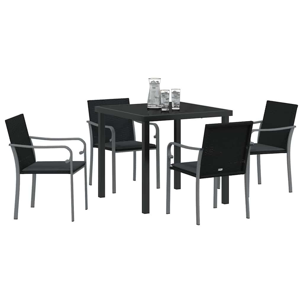 Kert étkező szett 5 pcs Fekete és Szürke PE Rattan