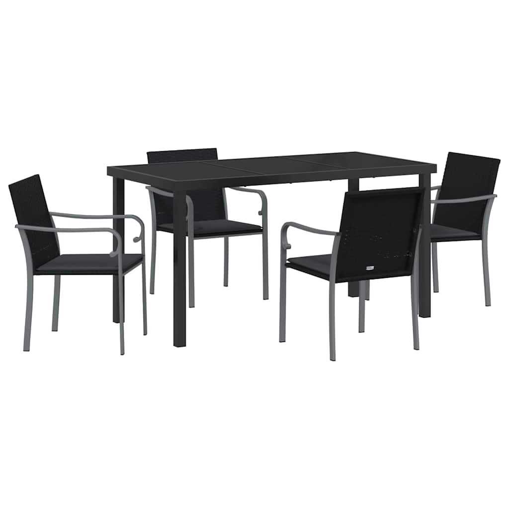 Kert étkező szett 5 pcs Fekete és Szürke PE Rattan