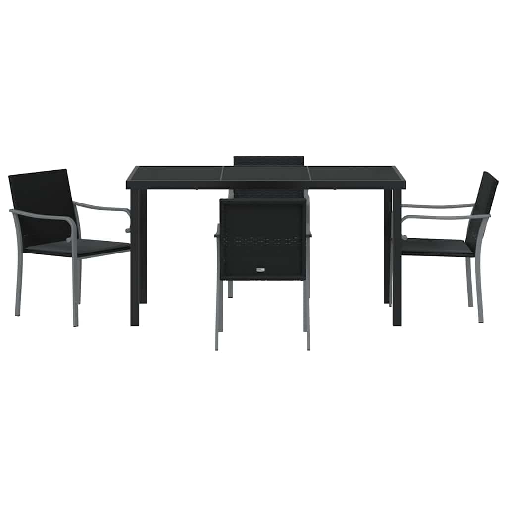 Kert étkező szett 5 pcs Fekete és Szürke PE Rattan