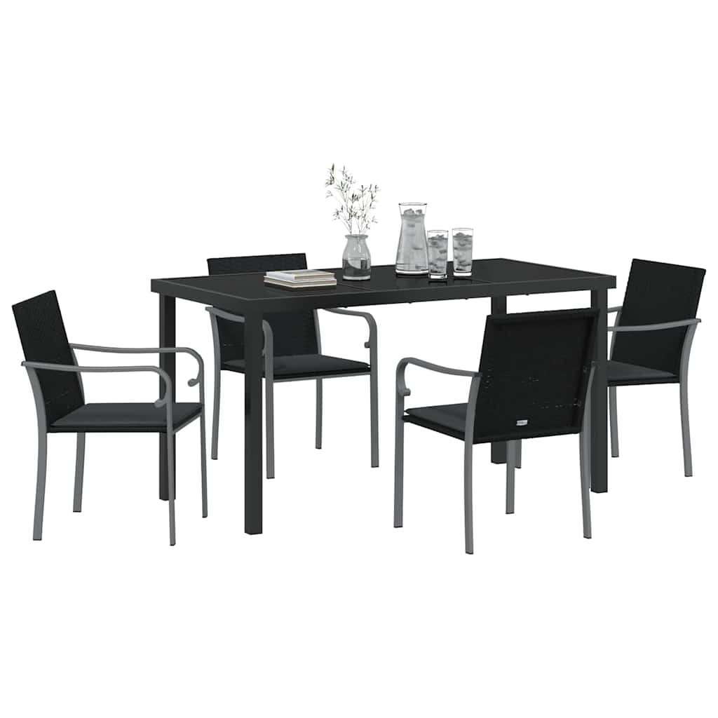 Kert étkező szett 5 pcs Fekete és Szürke PE Rattan