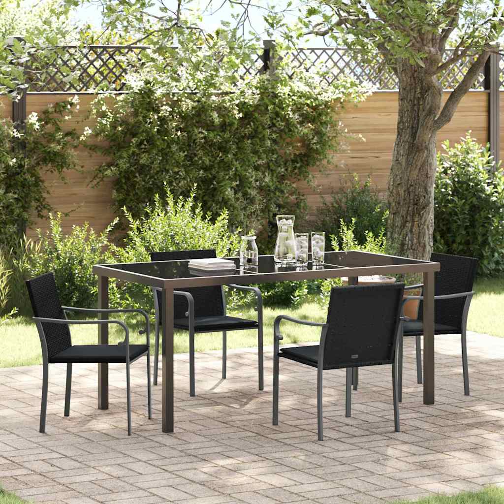 Kert étkező szett 5 pcs Fekete és Szürke PE Rattan