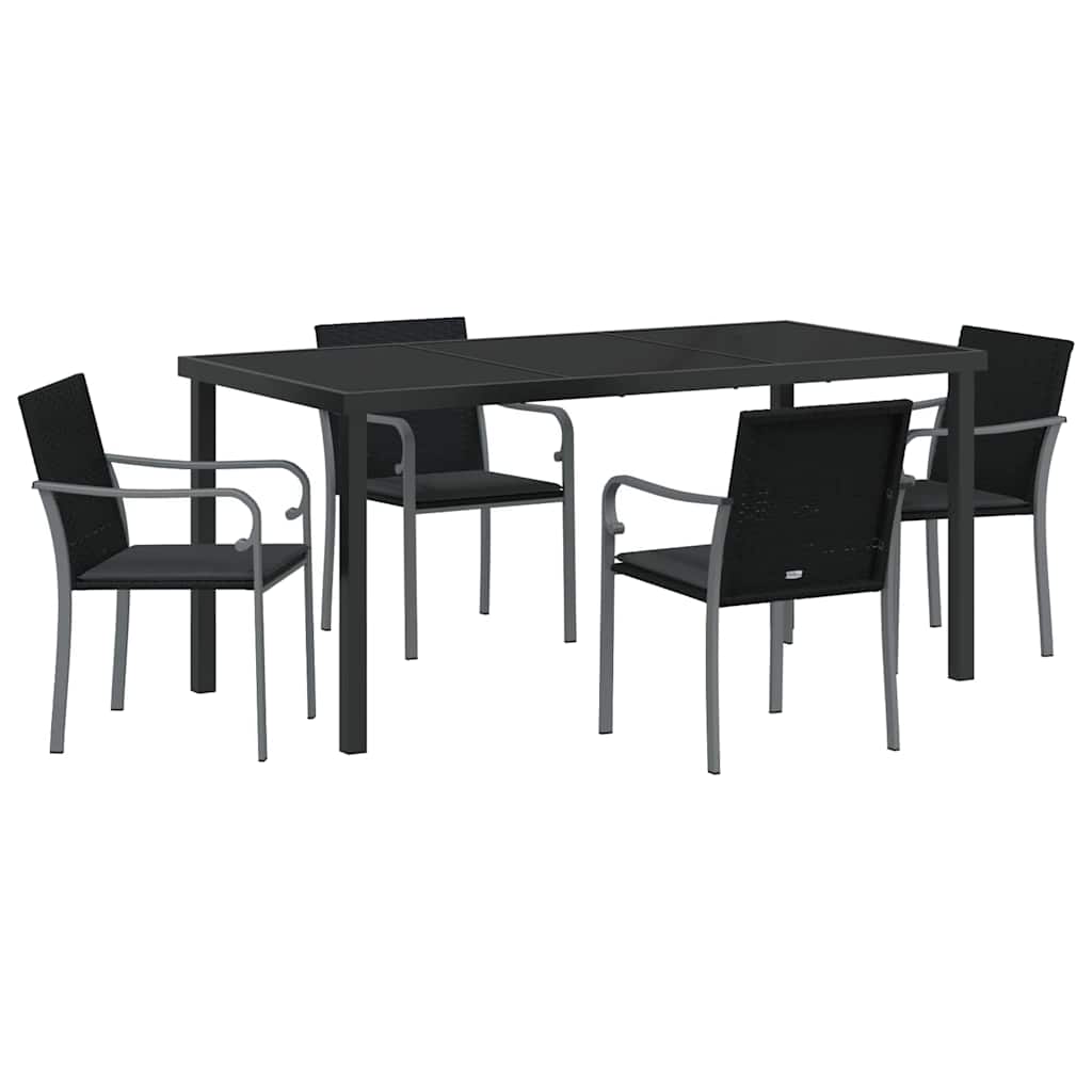 Kert étkező szett 5 pcs Fekete és Szürke PE Rattan