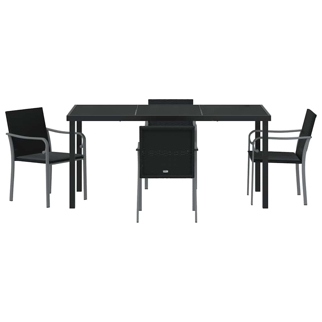 Kert étkező szett 5 pcs Fekete és Szürke PE Rattan