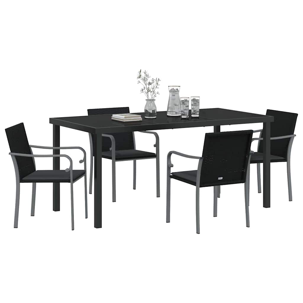 Kert étkező szett 5 pcs Fekete és Szürke PE Rattan