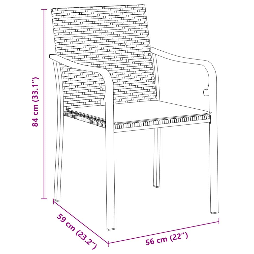 Kert étkező szett 5 pcs Fekete és Szürke PE Rattan