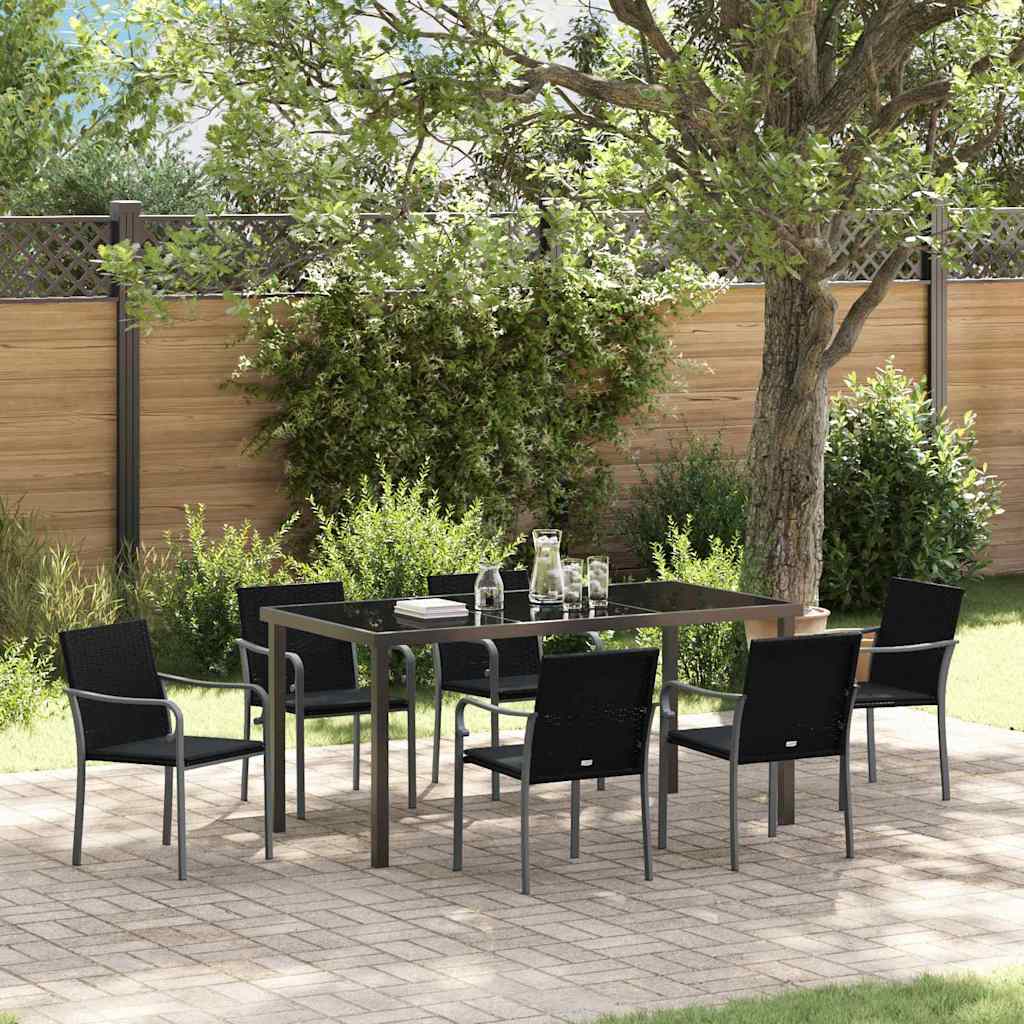 Kert étkező szett 7 pcs Fekete és Szürke PE Rattan