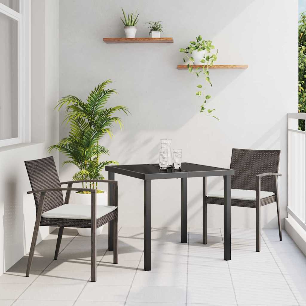 Kert étkező szett 3 pcs Barna és fekete PE Rattan