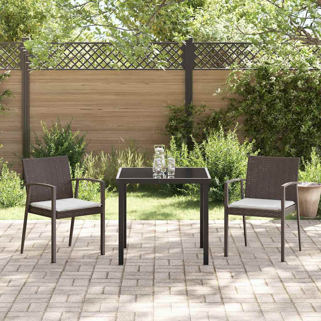 Kert étkező szett 3 pcs Barna és fekete PE Rattan
