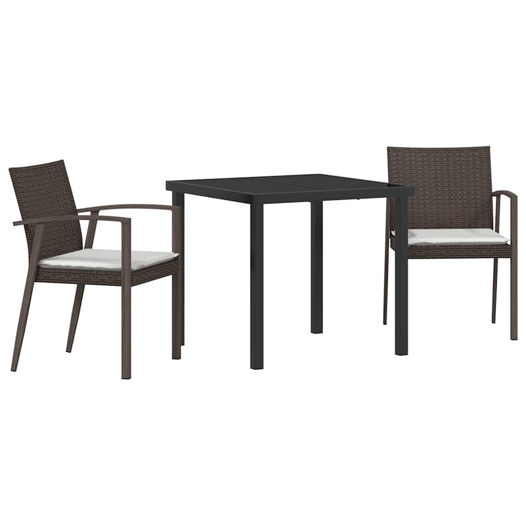 Kert étkező szett 3 pcs Barna és fekete PE Rattan