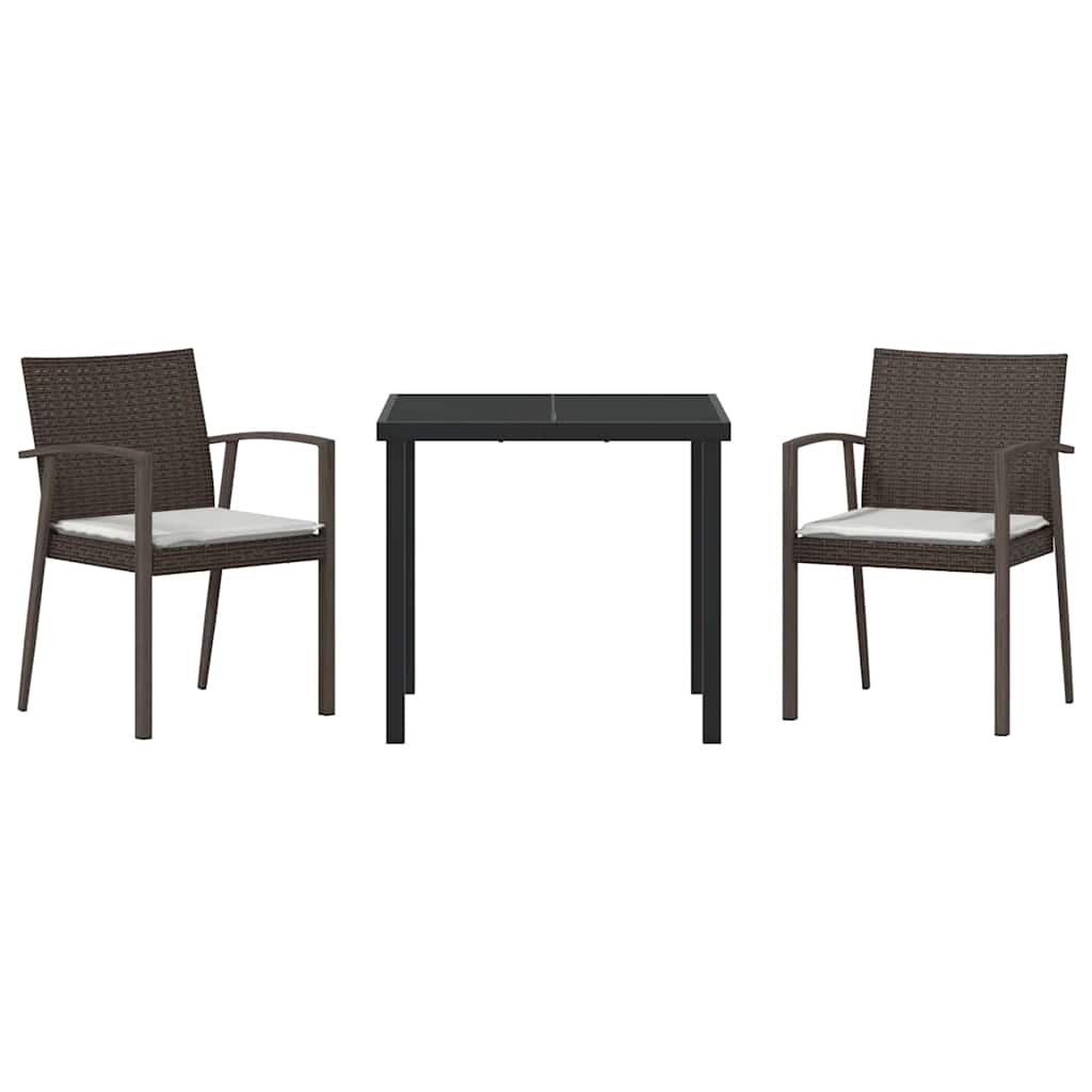 Kert étkező szett 3 pcs Barna és fekete PE Rattan