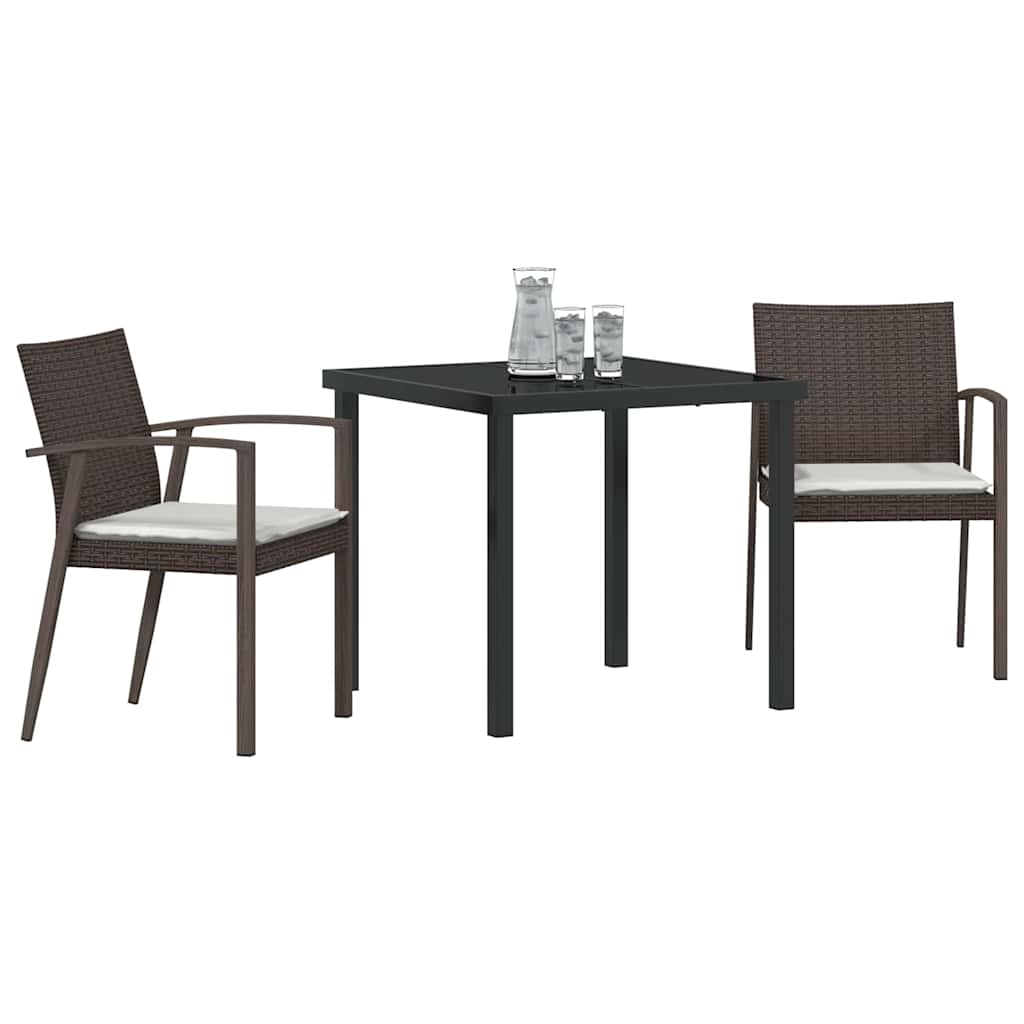 Kert étkező szett 3 pcs Barna és fekete PE Rattan