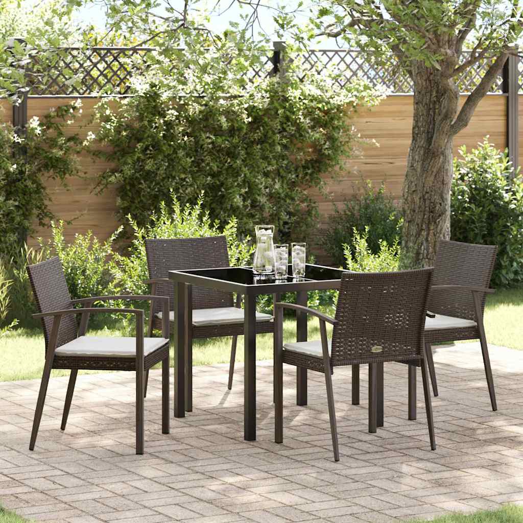 Kert étkező szett 5 pcs Barna és fekete PE Rattan