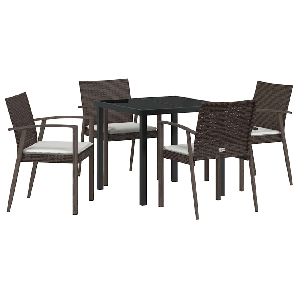 Kert étkező szett 5 pcs Barna és fekete PE Rattan