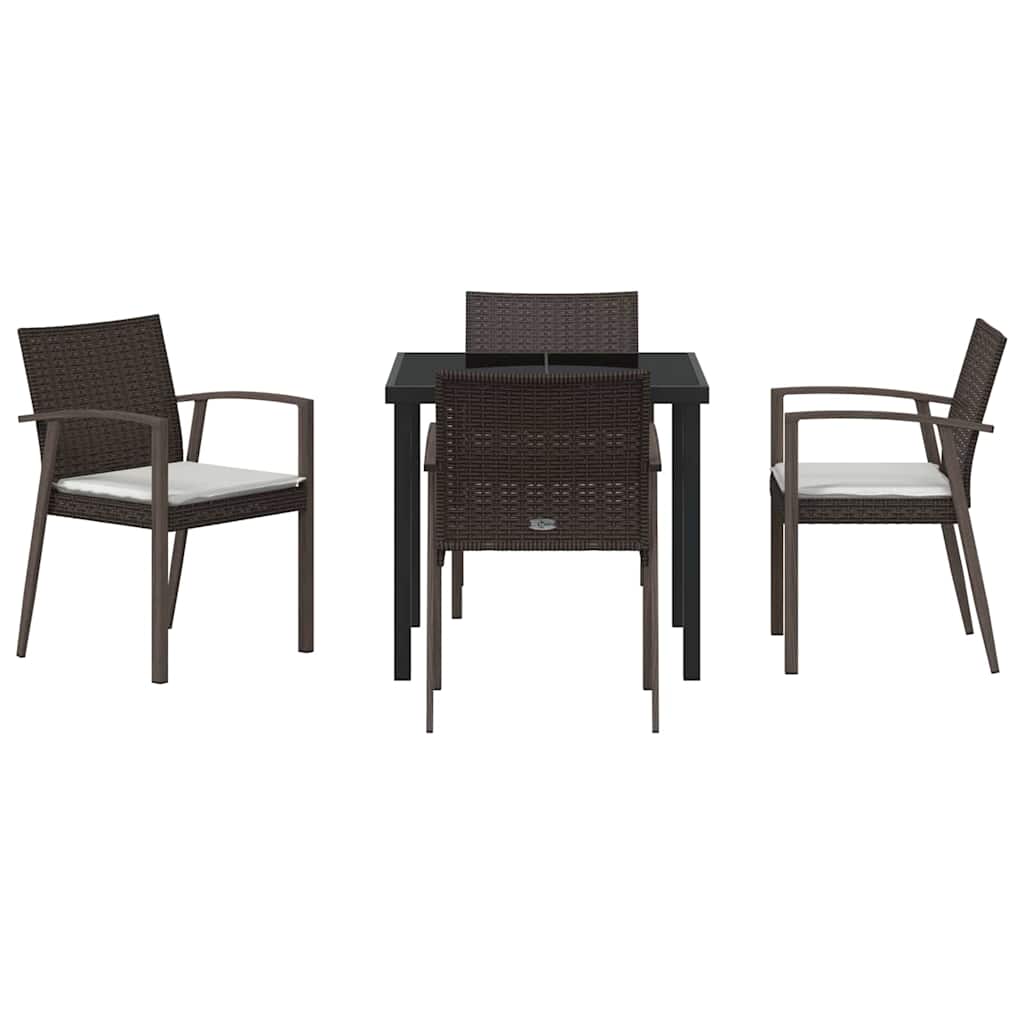 Kert étkező szett 5 pcs Barna és fekete PE Rattan