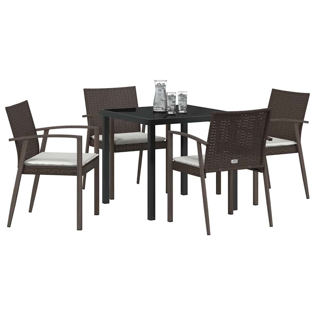 Kert étkező szett 5 pcs Barna és fekete PE Rattan