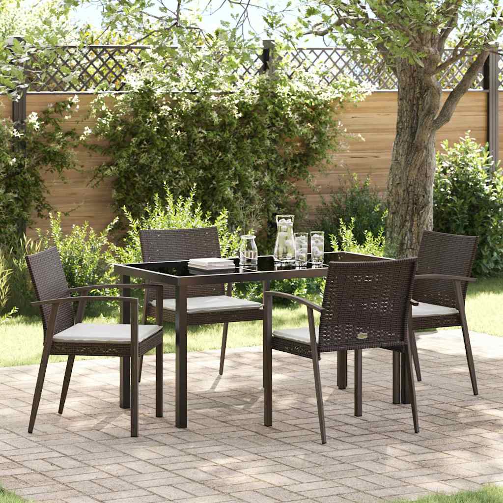 Kert étkező szett 5 pcs Barna és fekete PE Rattan