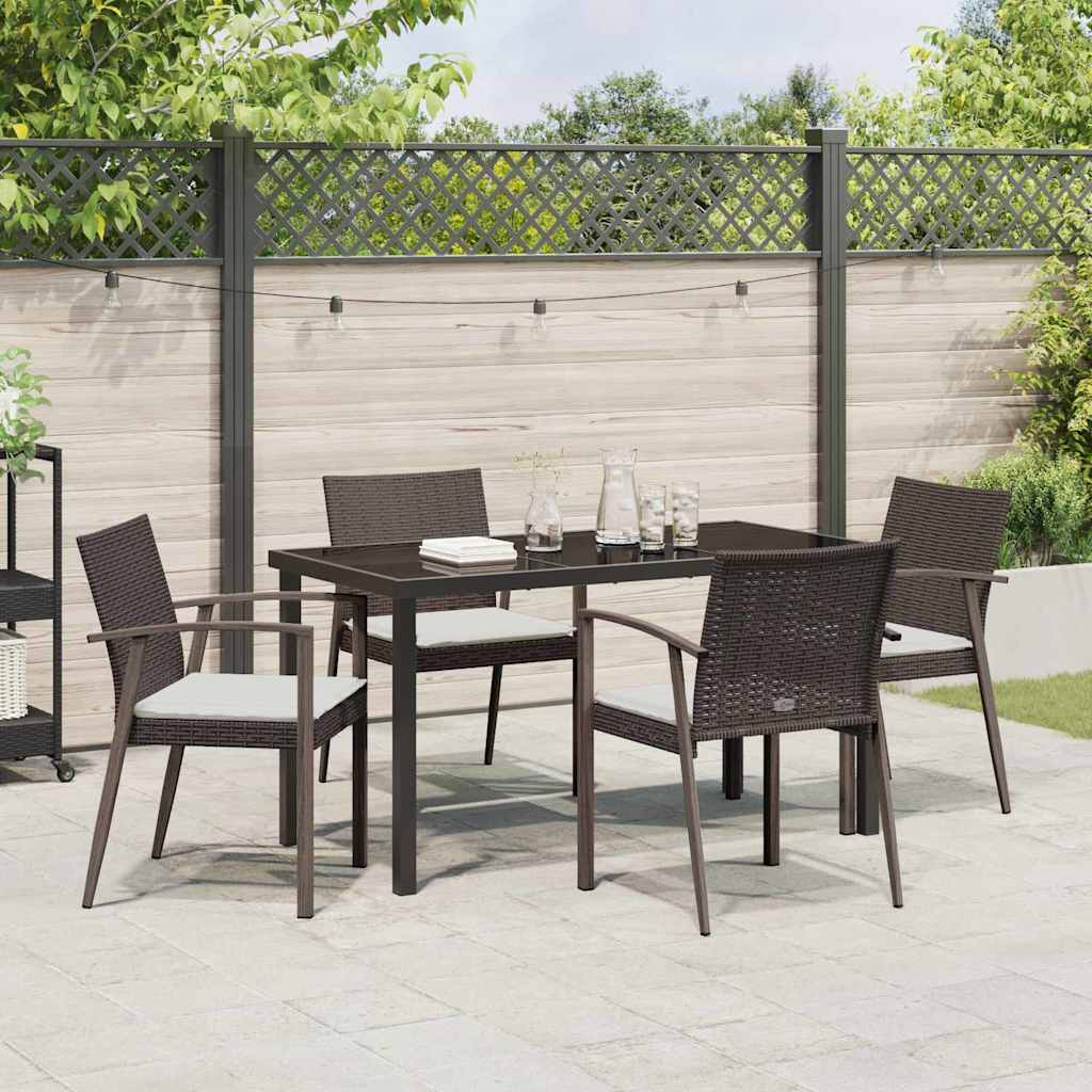 Kert étkező szett 5 pcs Barna és fekete PE Rattan