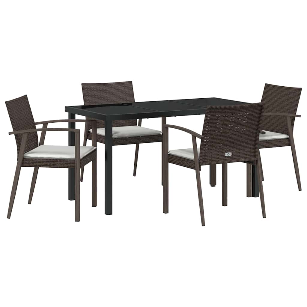Kert étkező szett 5 pcs Barna és fekete PE Rattan