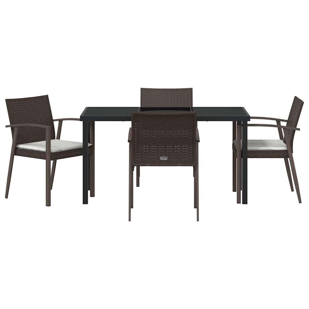 Kert étkező szett 5 pcs Barna és fekete PE Rattan