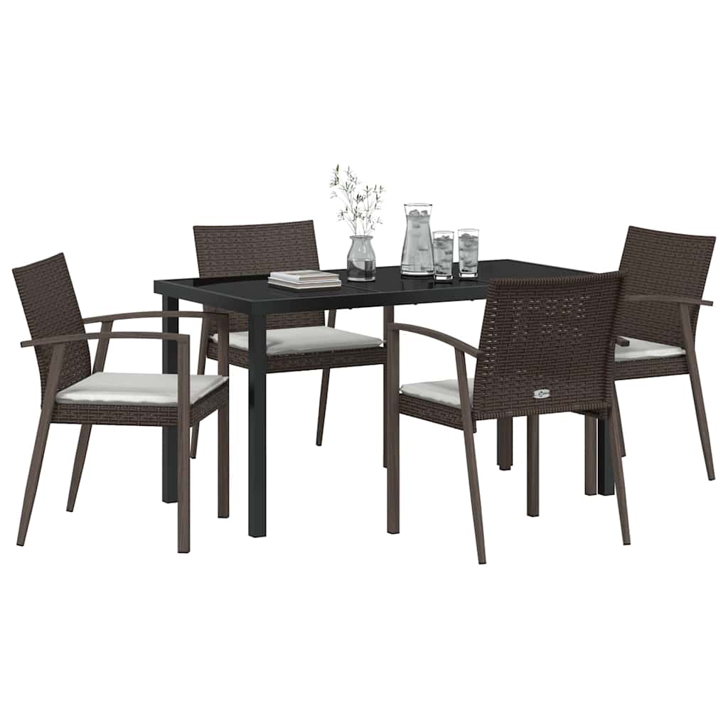 Kert étkező szett 5 pcs Barna és fekete PE Rattan
