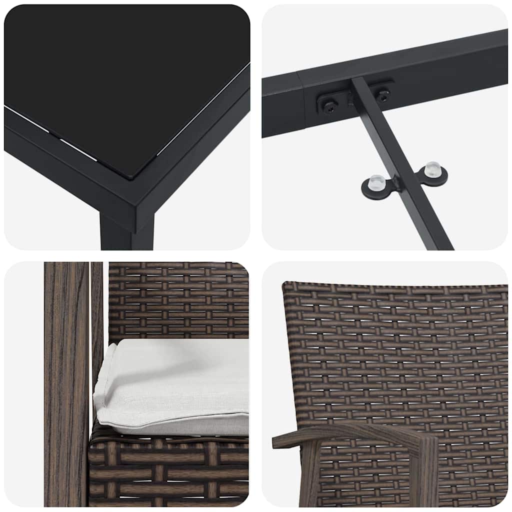 Kert étkező szett 5 pcs Barna és fekete PE Rattan
