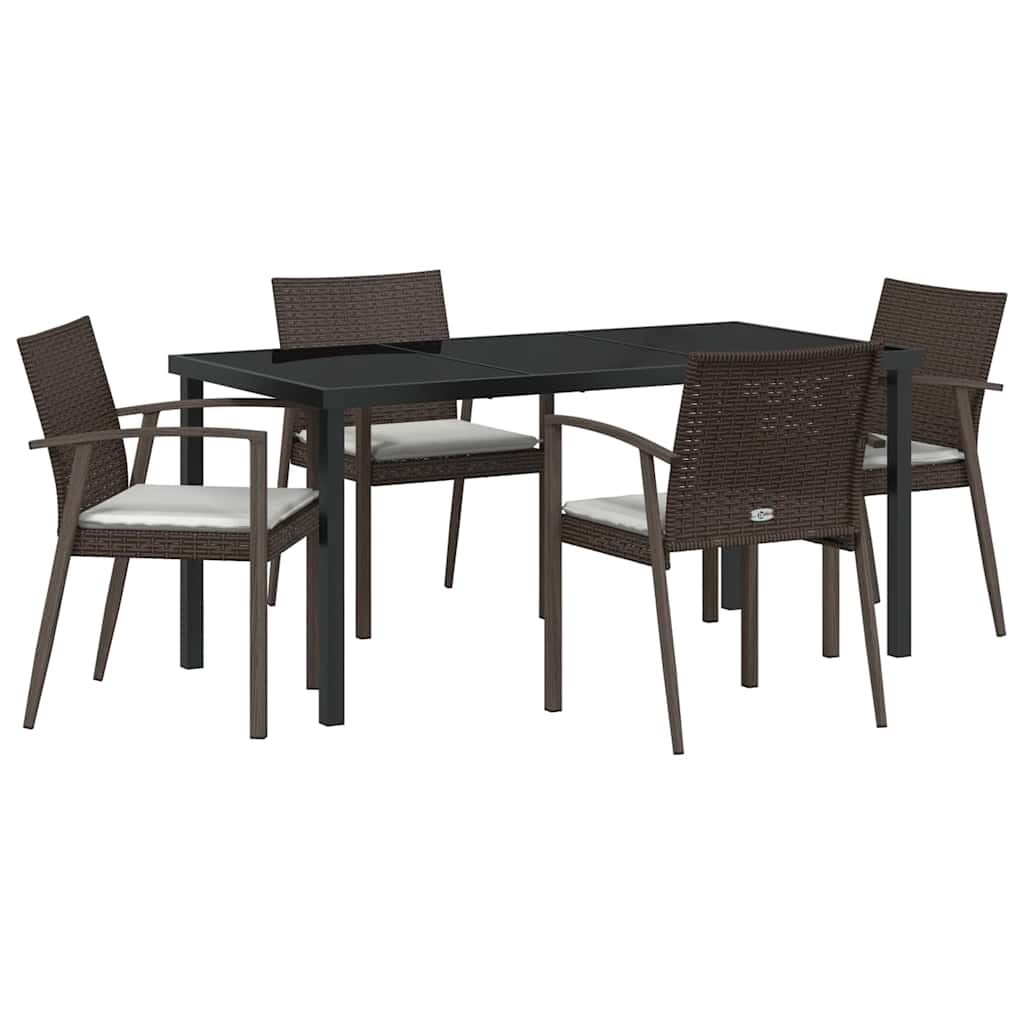 Kert étkező szett 5 pcs Barna és fekete PE Rattan