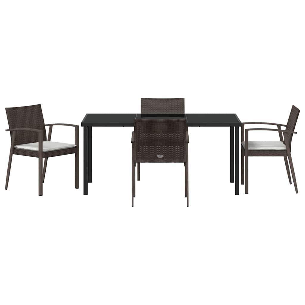 Kert étkező szett 5 pcs Barna és fekete PE Rattan