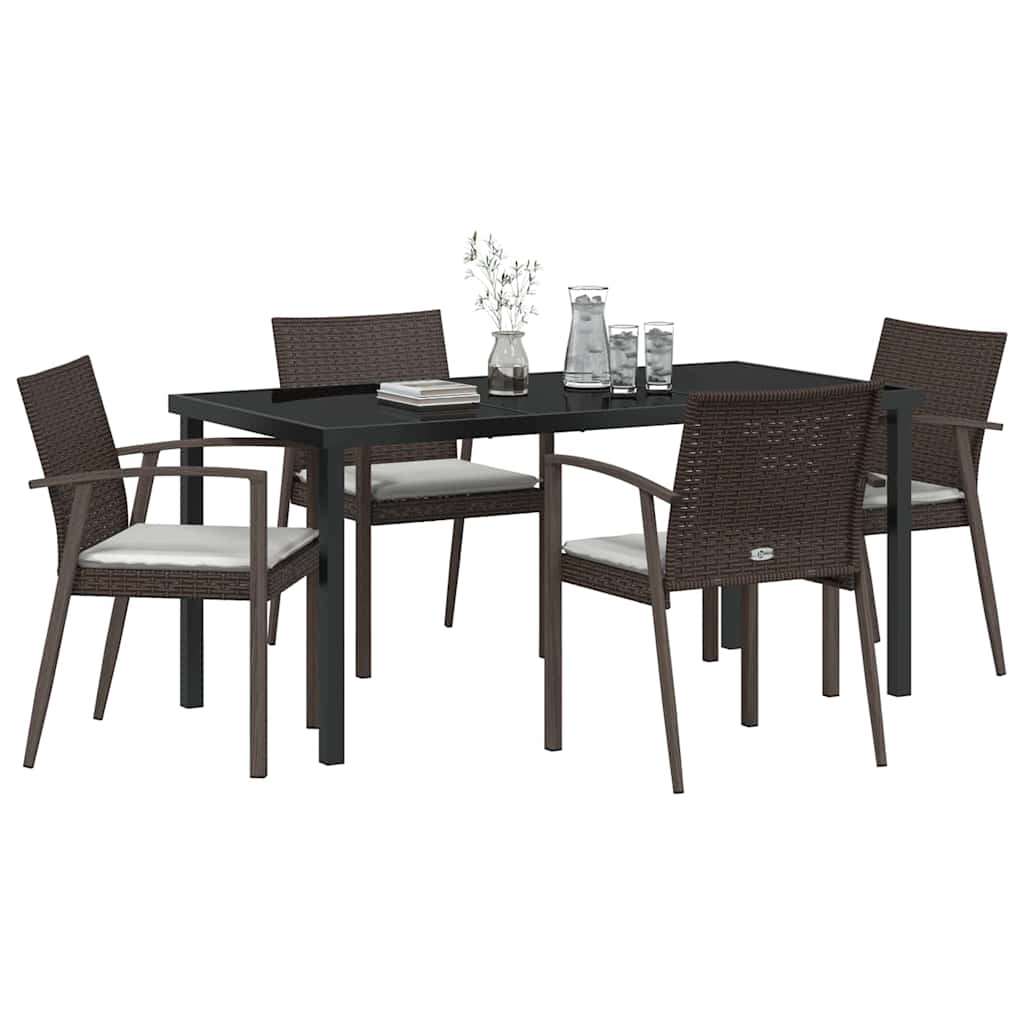 Kert étkező szett 5 pcs Barna és fekete PE Rattan