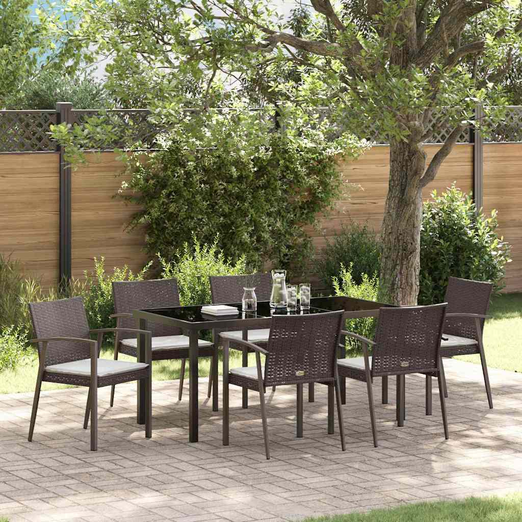 Kert étkező szett 7 pcs Barna és fekete PE Rattan