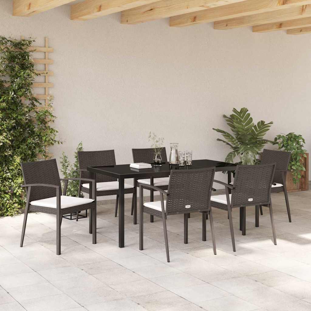 Kert étkező szett 7 pcs Barna és fekete PE Rattan