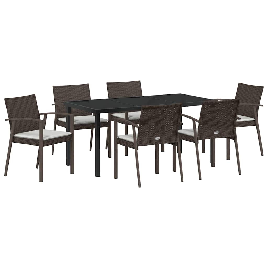 Kert étkező szett 7 pcs Barna és fekete PE Rattan