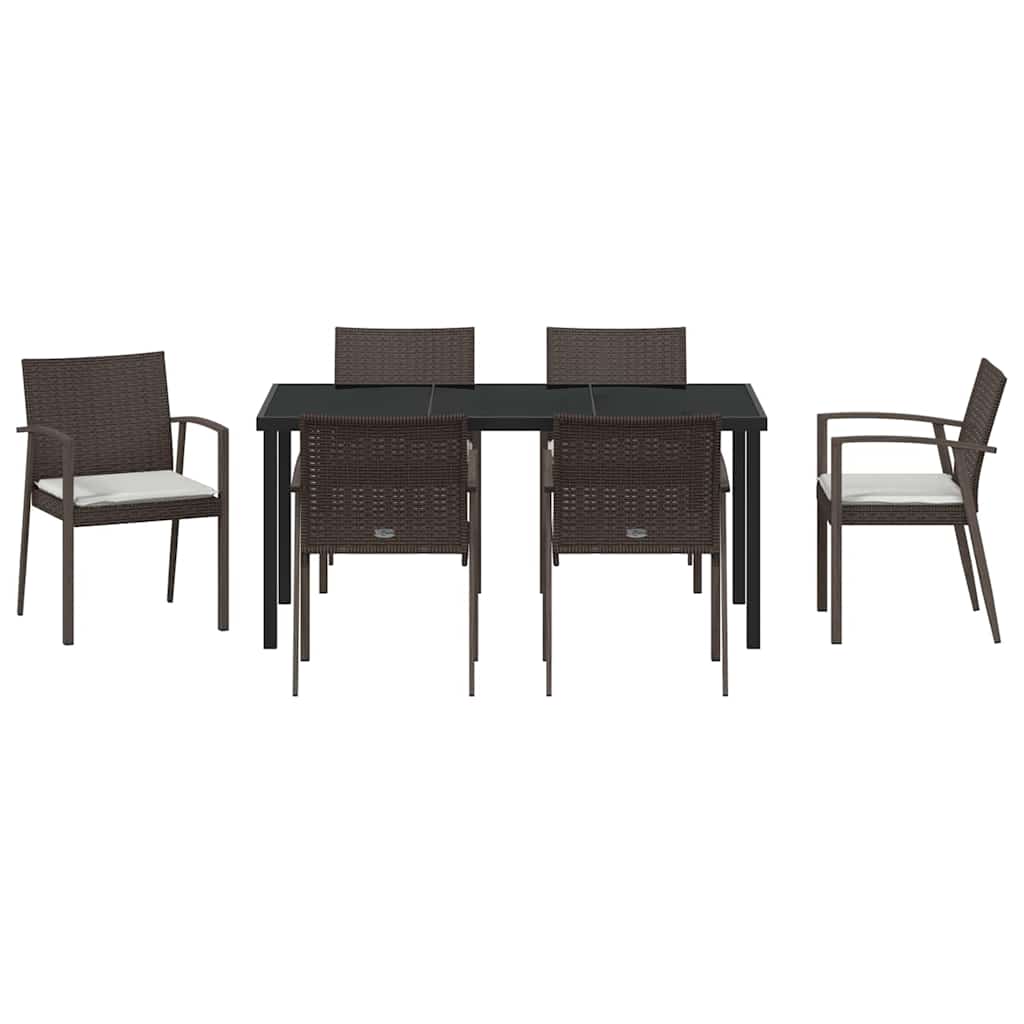Kert étkező szett 7 pcs Barna és fekete PE Rattan