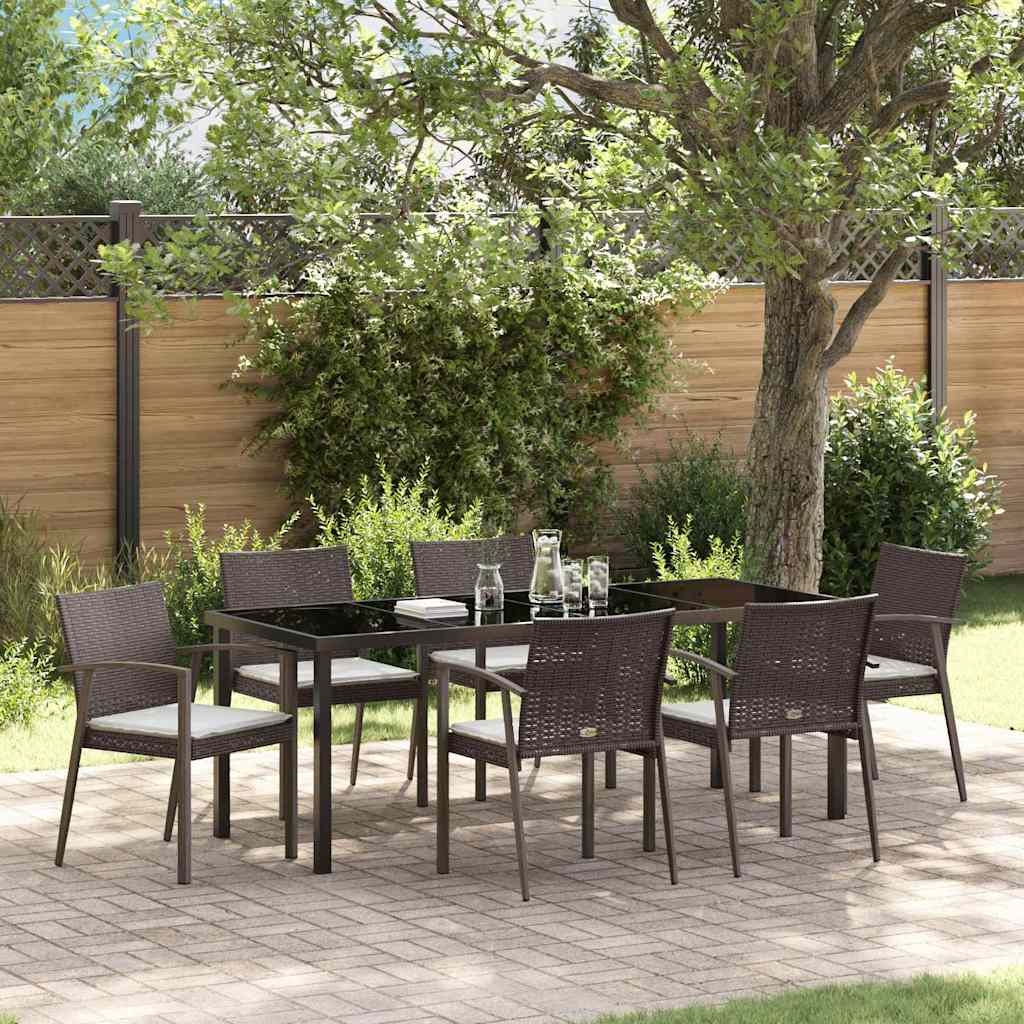 Kert étkező szett 7 pcs Barna és fekete PE Rattan