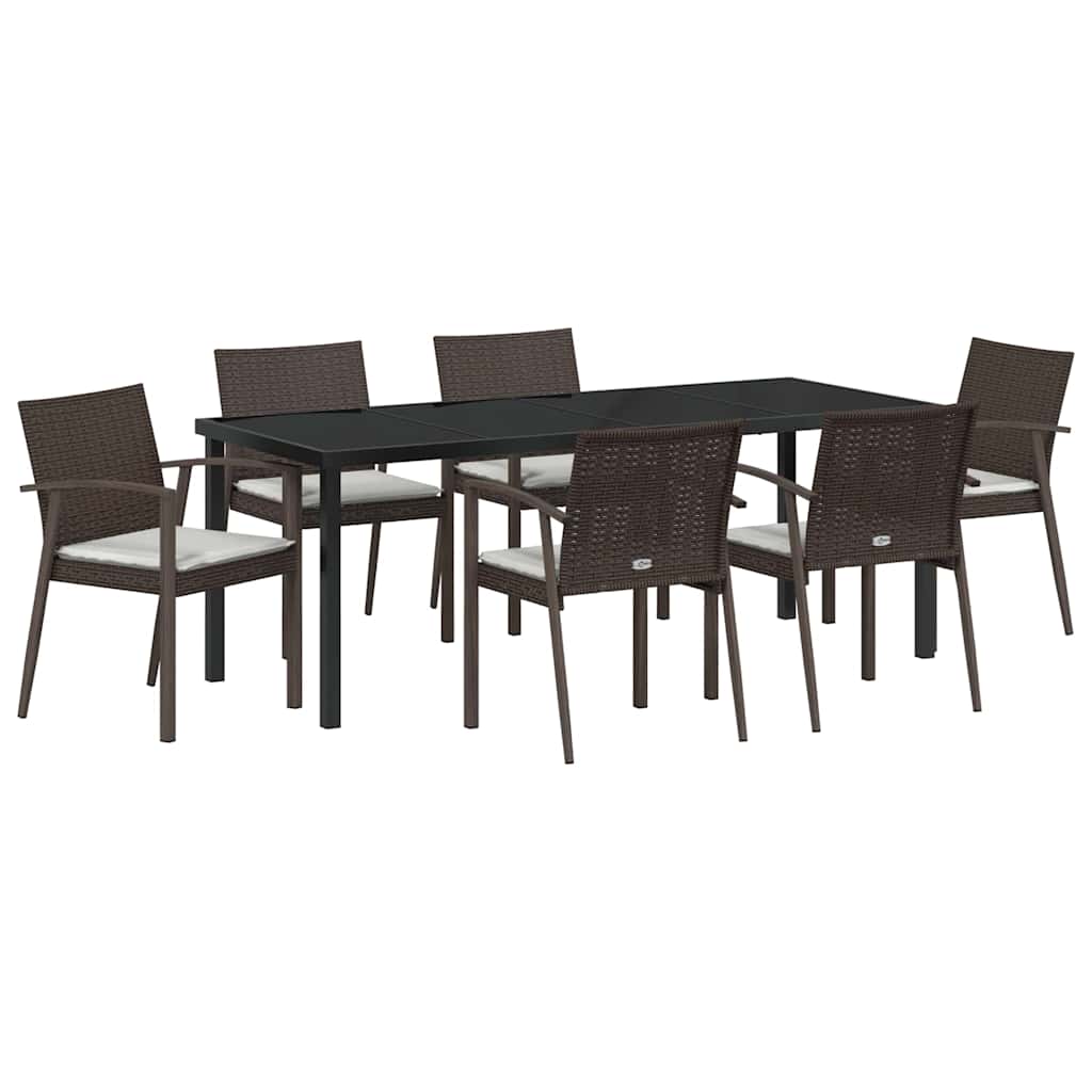 Kert étkező szett 7 pcs Barna és fekete PE Rattan