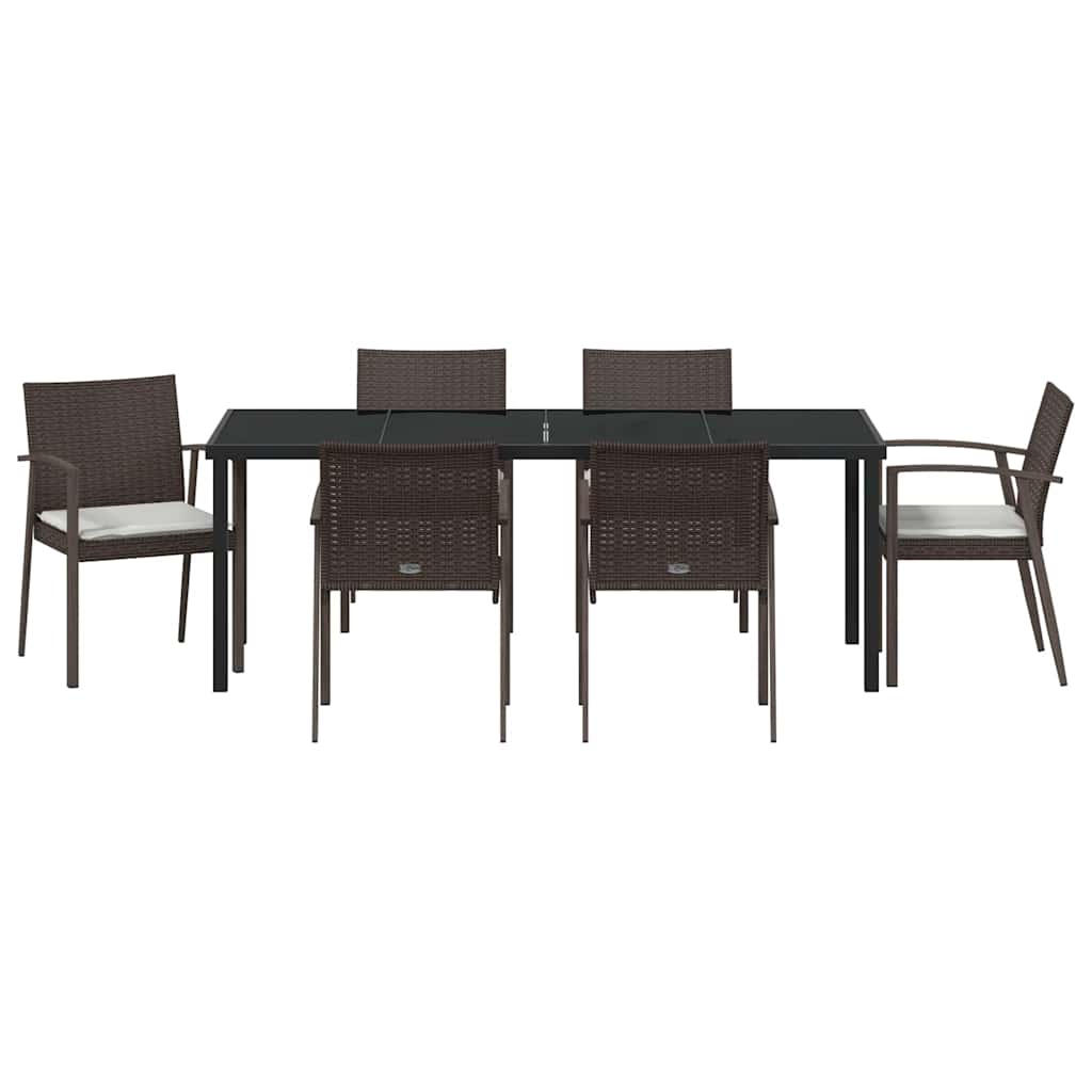 Kert étkező szett 7 pcs Barna és fekete PE Rattan