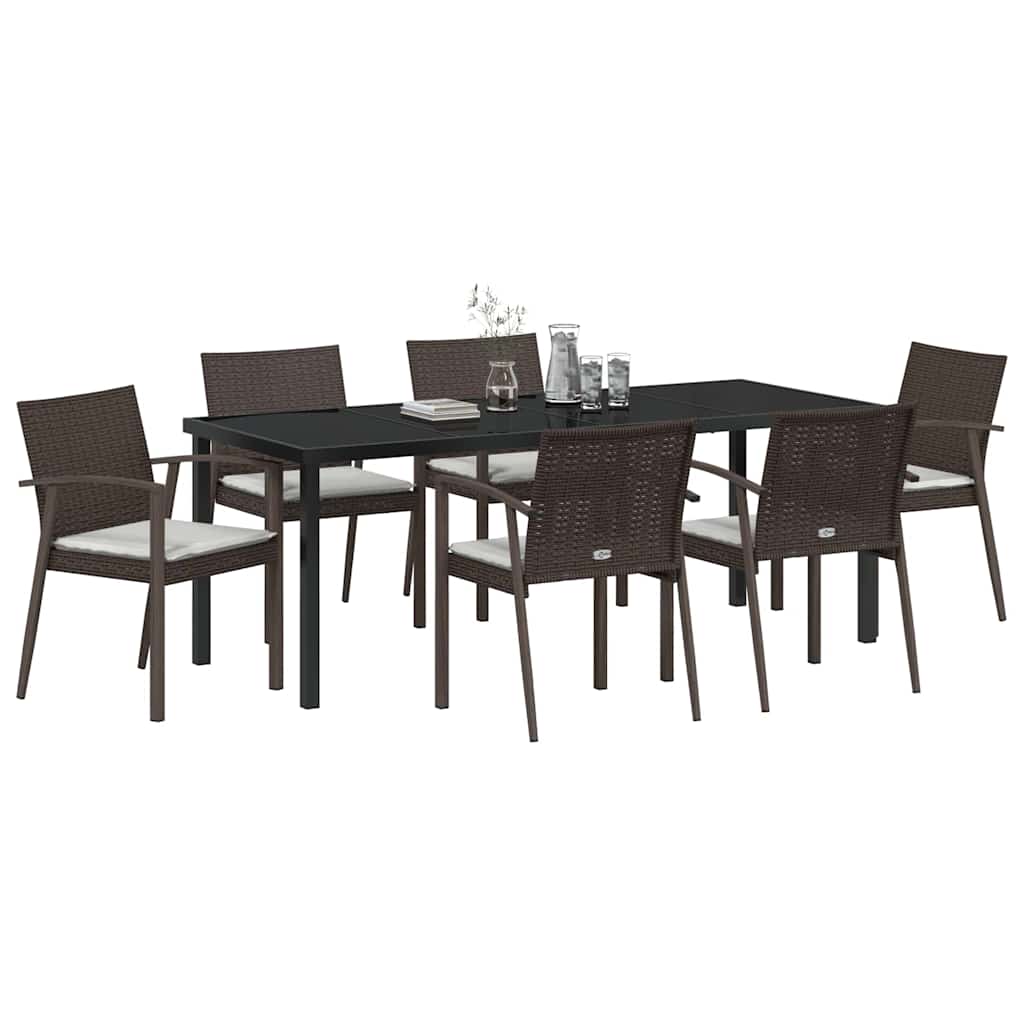 Kert étkező szett 7 pcs Barna és fekete PE Rattan