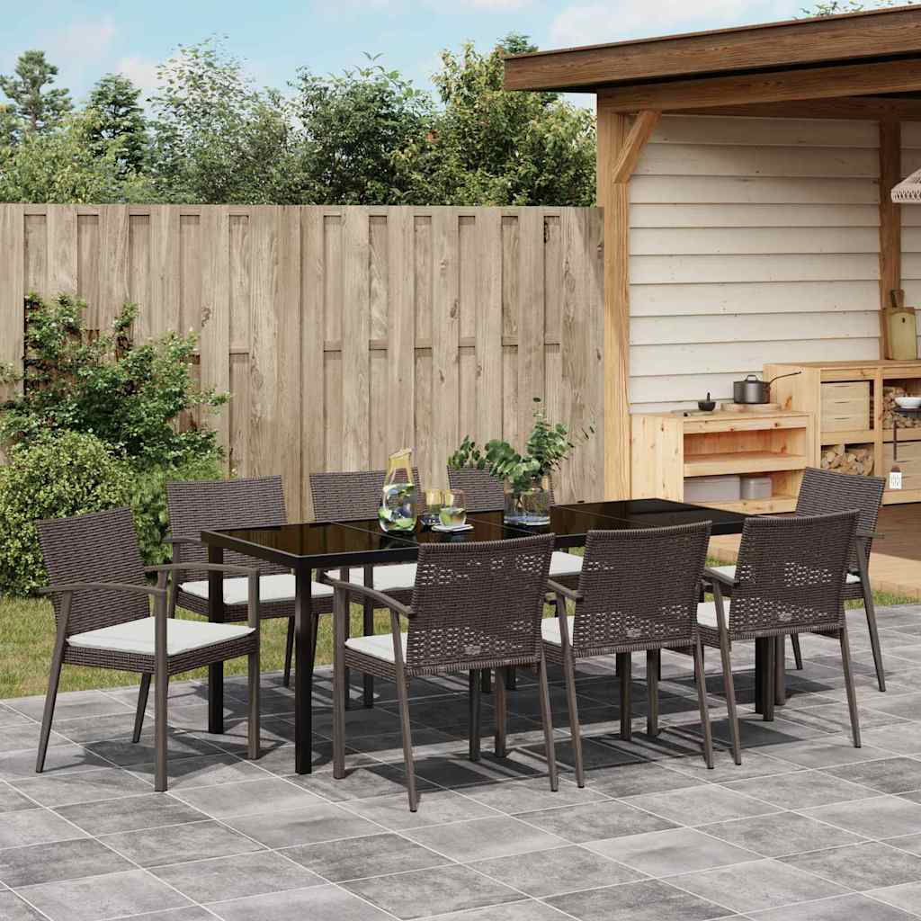 Kert étkező szett 9 pcs Barna és fekete PE Rattan
