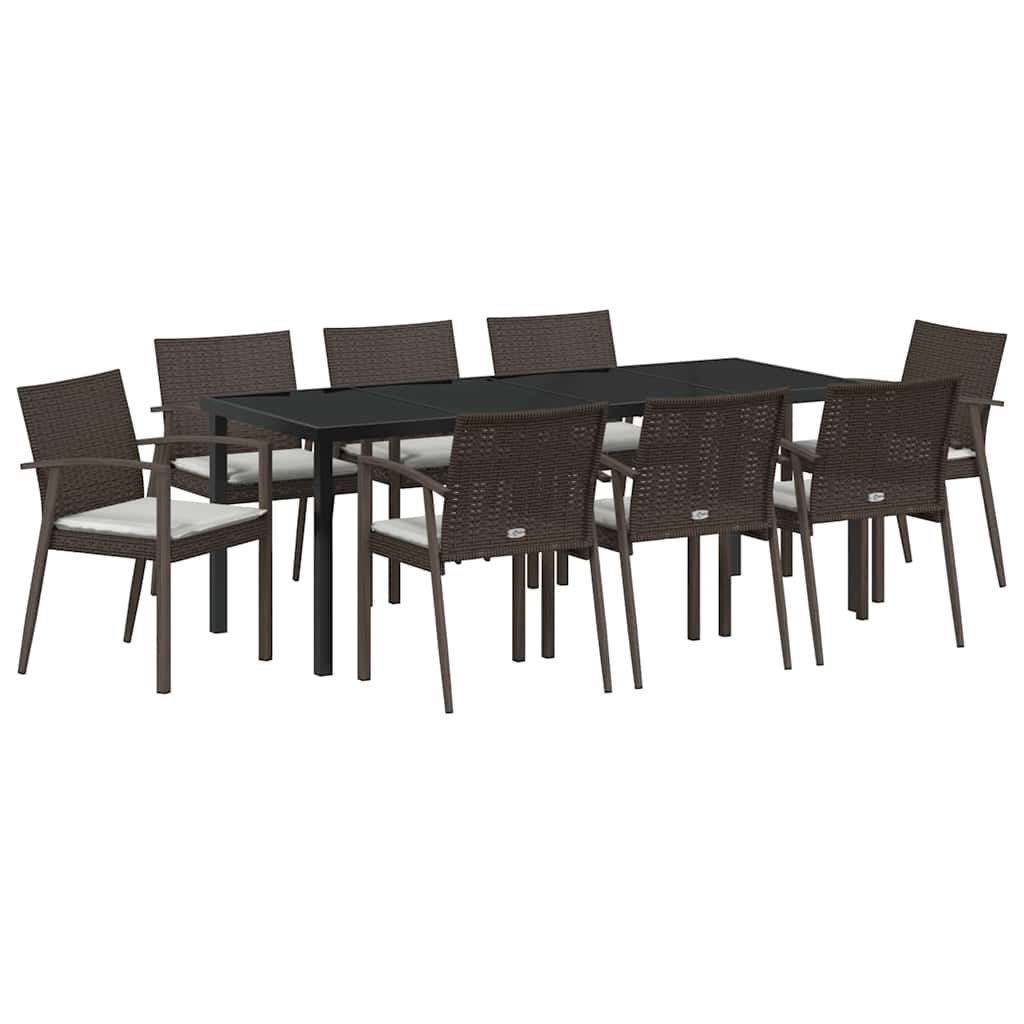 Kert étkező szett 9 pcs Barna és fekete PE Rattan