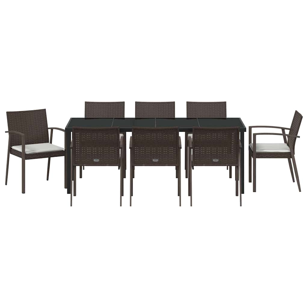 Kert étkező szett 9 pcs Barna és fekete PE Rattan