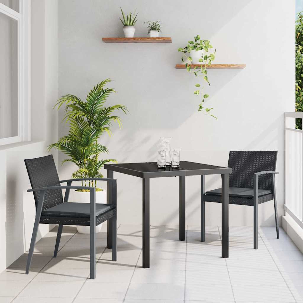 Kert étkező szett 3 pcs Fekete és Szürke PE Rattan