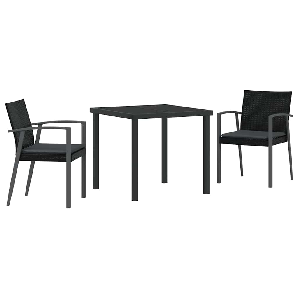 Kert étkező szett 3 pcs Fekete és Szürke PE Rattan