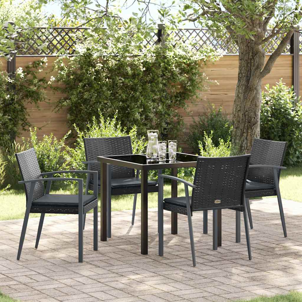 Kert étkező szett 5 pcs Fekete és Szürke PE Rattan