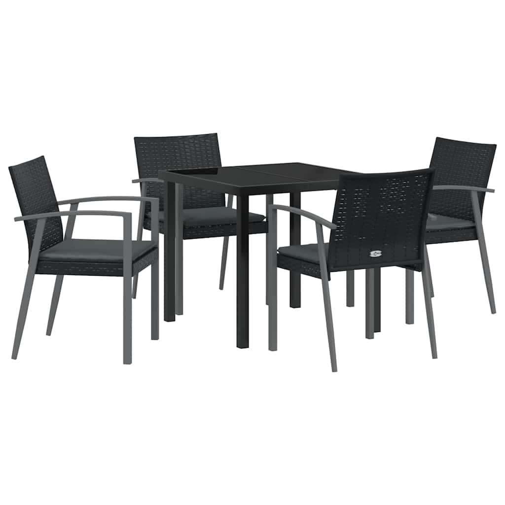 Kert étkező szett 5 pcs Fekete és Szürke PE Rattan
