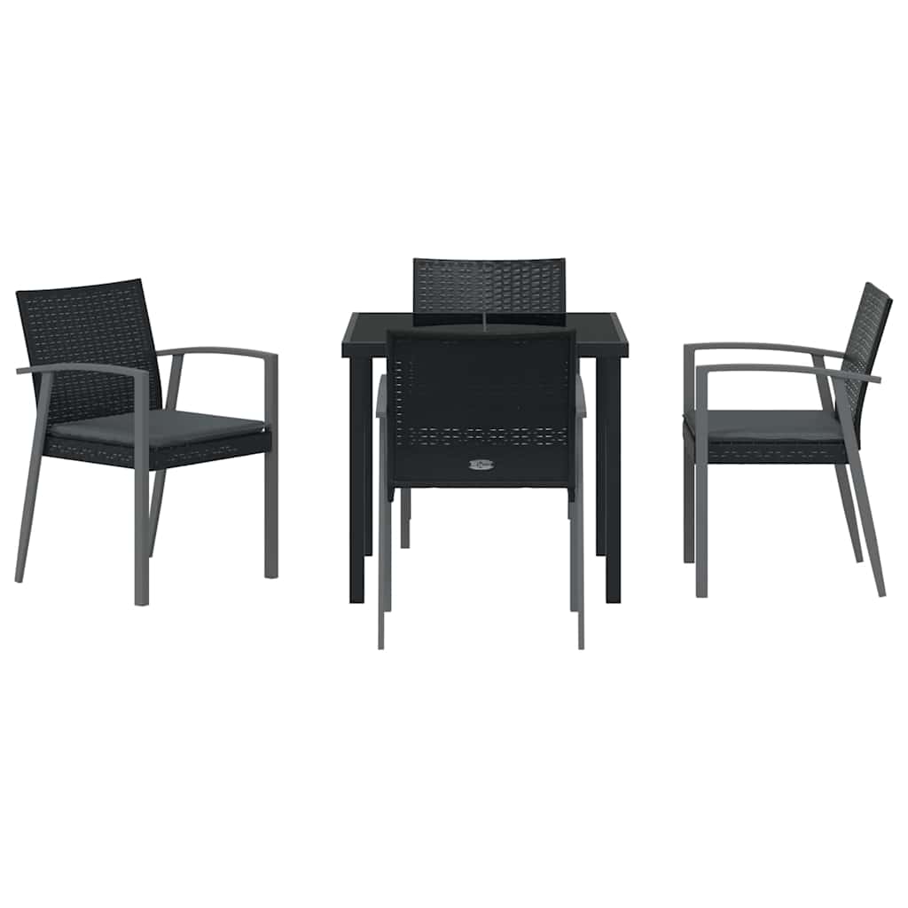 Kert étkező szett 5 pcs Fekete és Szürke PE Rattan