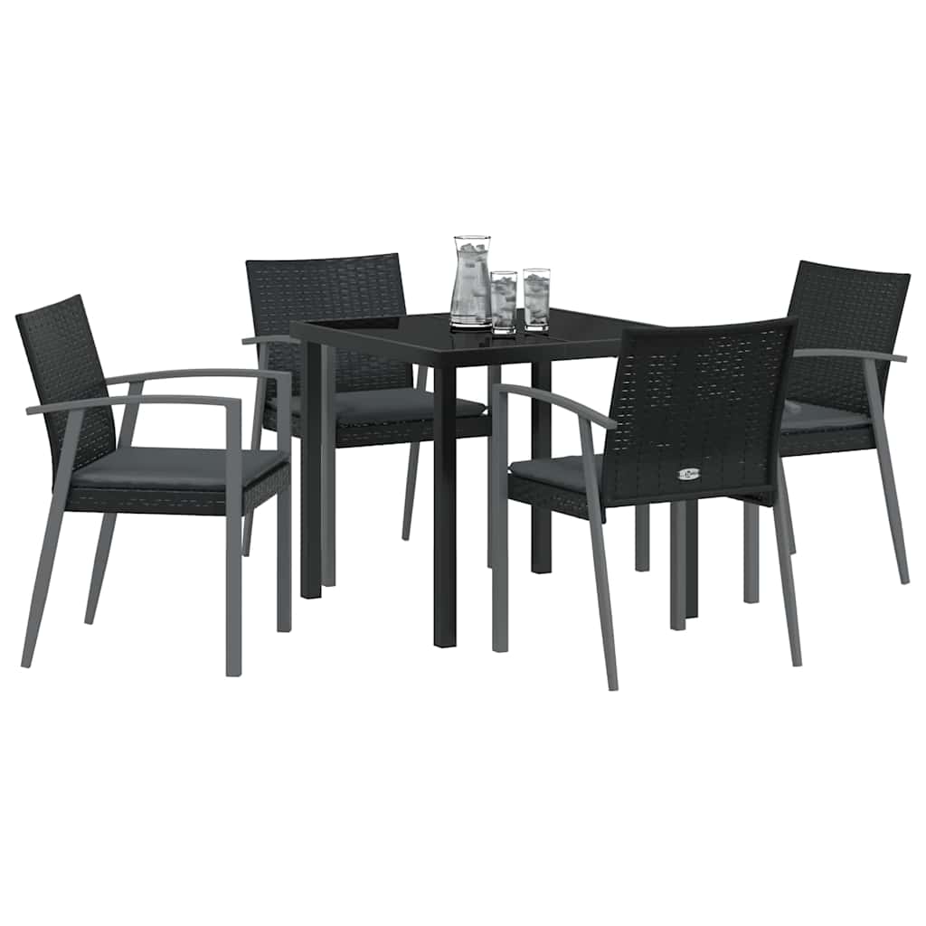 Kert étkező szett 5 pcs Fekete és Szürke PE Rattan