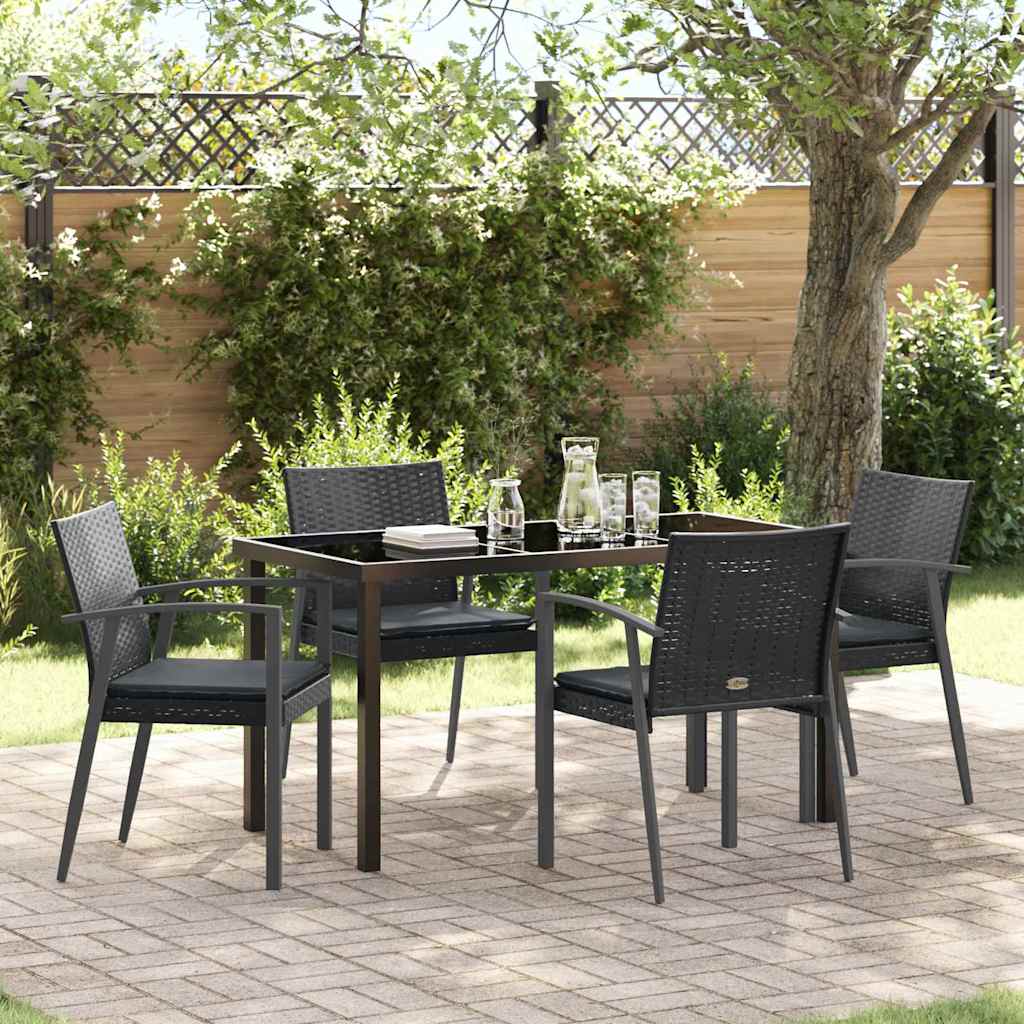 Kert étkező szett 5 pcs Fekete és Szürke PE Rattan