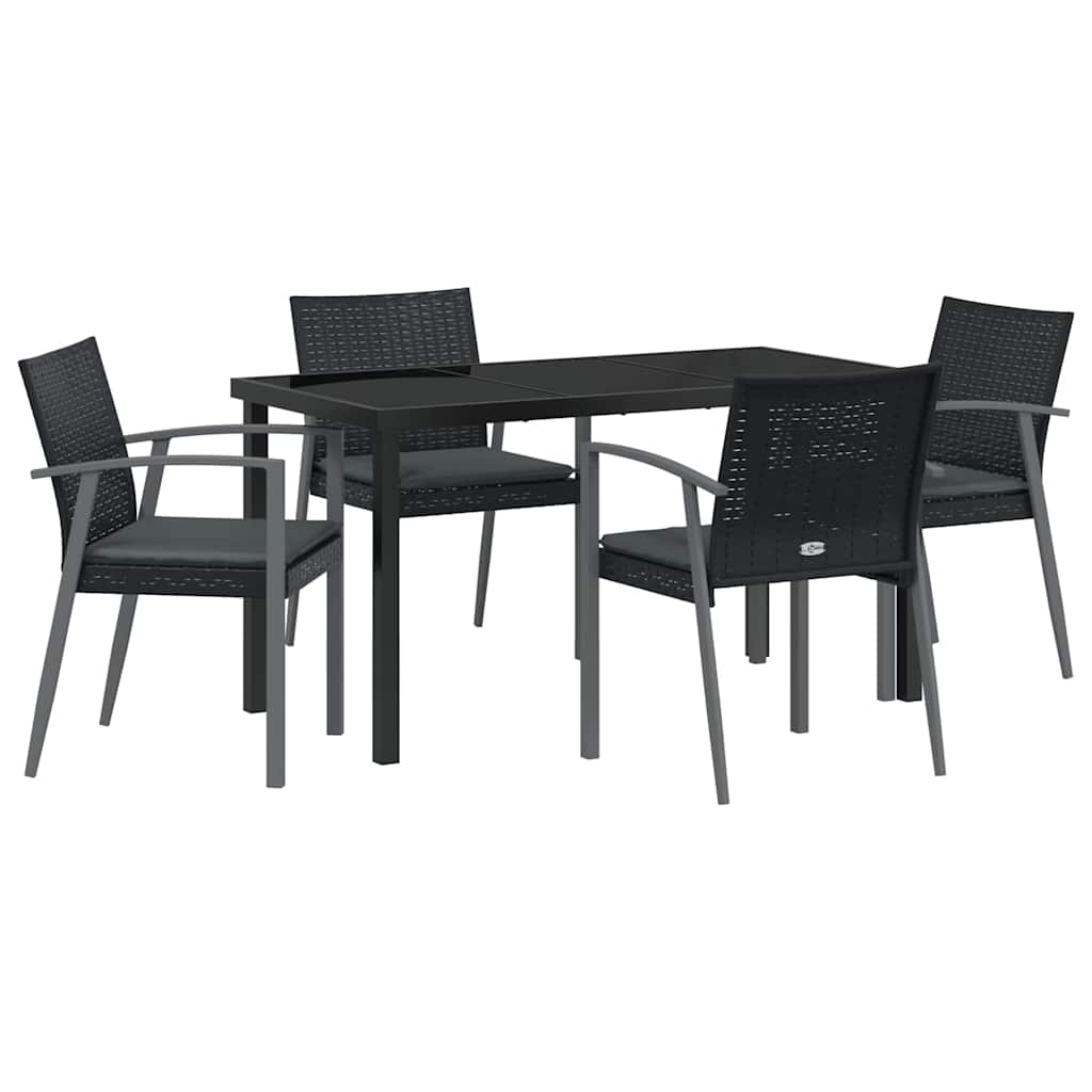 Kert étkező szett 5 pcs Fekete és Szürke PE Rattan