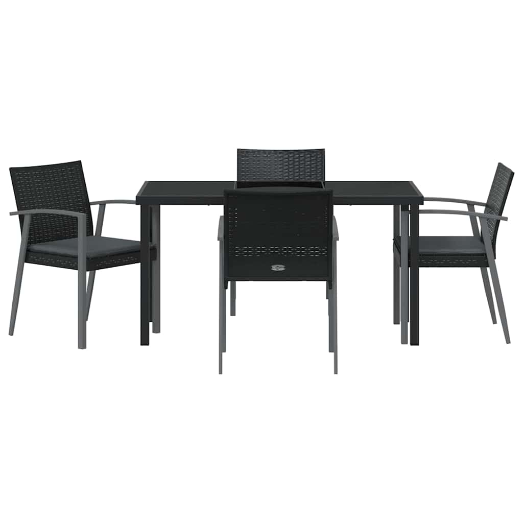 Kert étkező szett 5 pcs Fekete és Szürke PE Rattan