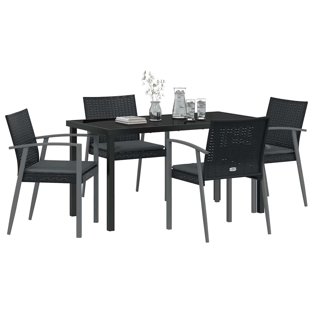 Kert étkező szett 5 pcs Fekete és Szürke PE Rattan